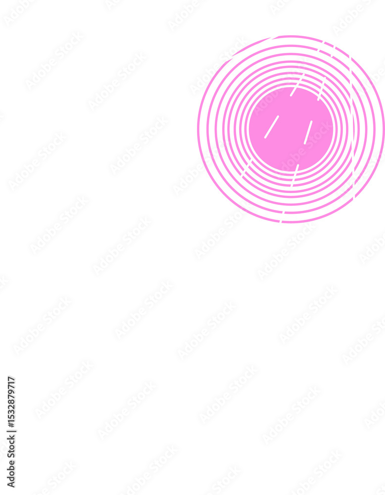 Poster flat vector is featuring polygon frame with dashed diagonal and magenta rings on transparent canvas