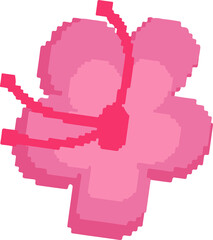 Pixel-art four-lobed clover motif is being shown on transparent background, with pink shading