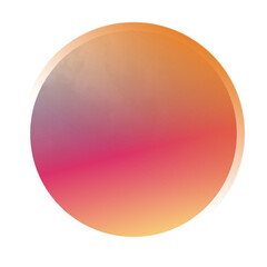 Abstract flat gradient circle is displaying orange rim and textured surface, transparent background