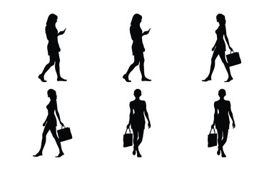 Silhouettes of walking women 