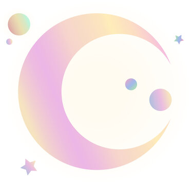 Naklejki Abstract planet rotating in transparent digital art with pastel ring, orbiting circles, star shapes