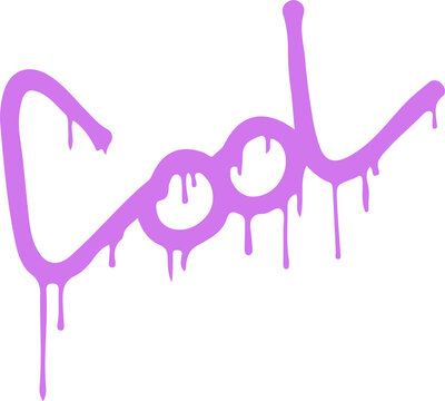 Fototapeta Cool script is dripping bright purple paint in graffiti style on transparent background
