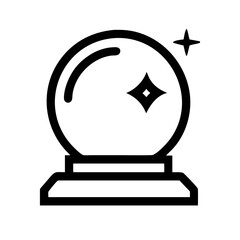 Crystal ball silhouette with sparkle in black and white style