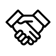 Handshake icon in black and white graphic style