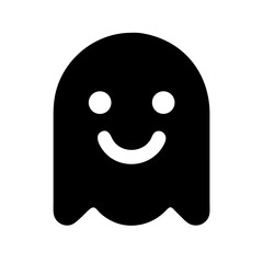 Smiling ghost silhouette in black and white graphic style