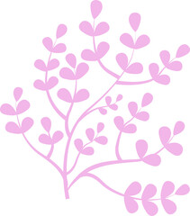 Abstract silhouette is showing pink branch motif in flat vector, transparent background copy space