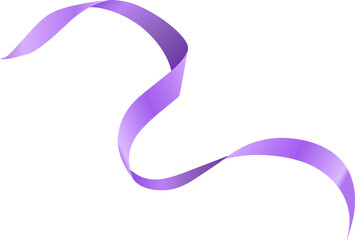 Purple satin ribbon is floating and twisting in transparent space, flat vector illustration