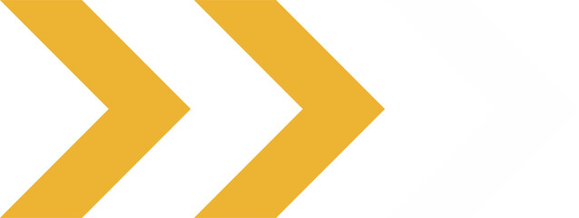 Stylized chevrons are pointing right in flat design on transparent background, copy space