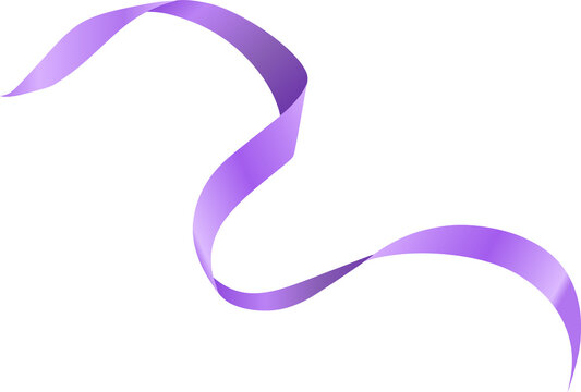 Fototapeta Purple satin ribbon is floating and twisting in transparent space, flat vector illustration