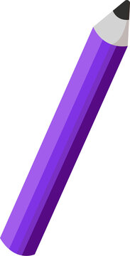 Fototapeta Flat purple pencil is showing hexagonal body, white wood and graphite tip on transparent background