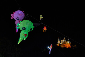 Magical Night in Cholula with Lighted Kites