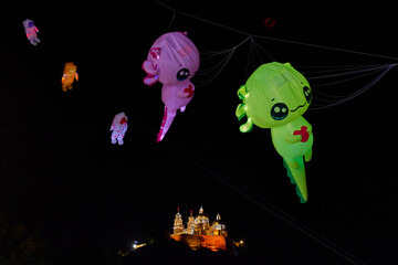 Cholula’s Night Sky with Bright Kites