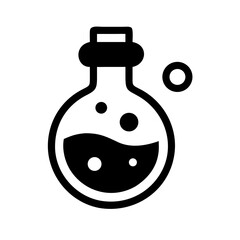 Potion bottle silhouette in black and white graphic style