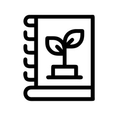 Plant journal icon in black and white graphic style