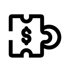 Dollar puzzle piece silhouette in black and white graphic style