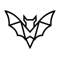 Bat silhouette with geometric wings in black and white style