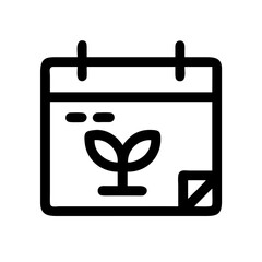 Plant calendar silhouette in black and white graphic style