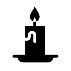 Burning candle silhouette in black and white graphic style