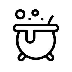 Boiling cauldron silhouette in black and white graphic style