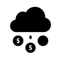 Money rain cloud silhouette in black and white graphic style
