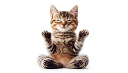 Adorable kitten in a zen pose.