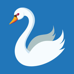 Elegant White Swan Illustration on Blue