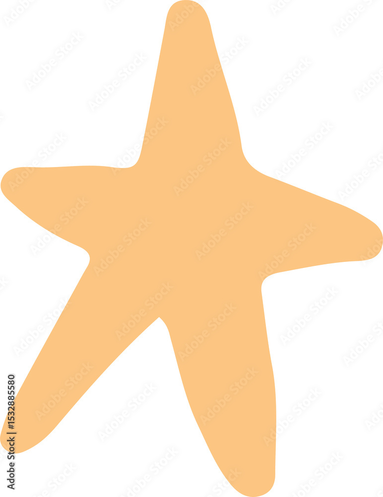 Poster abstract starfish-like shape is floating in flat design style on transparent background