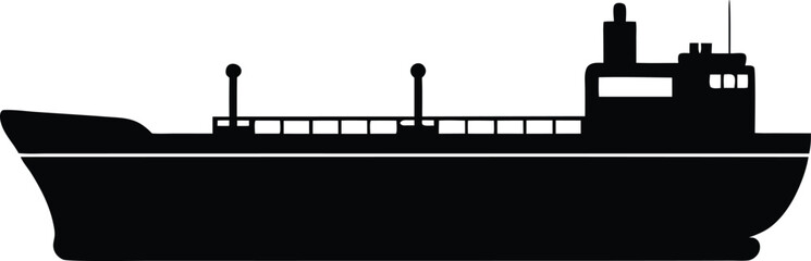 Silhouette of an Oil Tanker with Rounded Hull Side Profile Fuel Transport