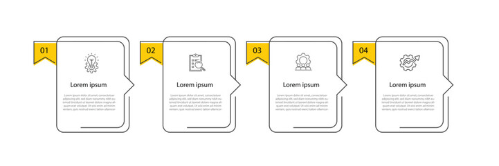 Business infographic template. 4 step infographic element.
Timeline process with 4 table line square for workflow, business information and web graphic design 