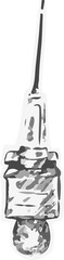 pipette dropper is being shown in grayscale art with tube and rubber bulb on transparent background