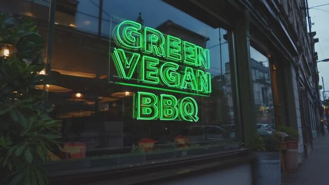 Vegan BBQ Restaurant Sign.