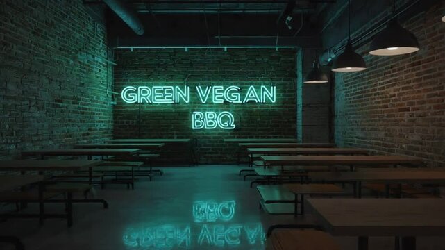 Vegan BBQ Restaurant Sign.