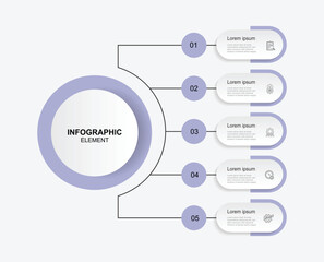 Diagram infographic template. 5 step with circle concept. Business information graphic with icons and five plan