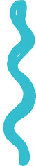 Abstract turquoise ribbon is flowing vertically in hand-drawn design with transparent background
