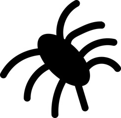 Abstract spider silhouette is being shown in bold flat graphic style with transparent background