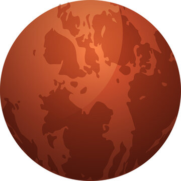 Naklejki Stylized red-orange planet sphere vector is floating against transparent background, with markings