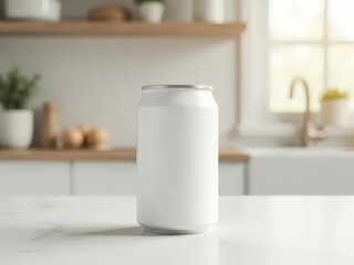 Blank Aluminum Can Mockup Kitchen Background