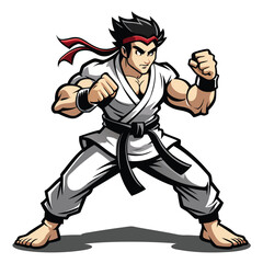 Karate fighter illustration depicting martial arts expertise and champion spirit in combat pose
