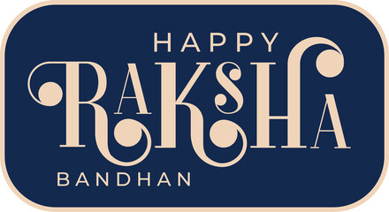 Flat Raksha Bandhan greeting is appearing on transparent canvas with navy round box, beige border