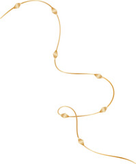 Slender gold ribbon is winding with diamond-shaped nodes in flat design, transparent background