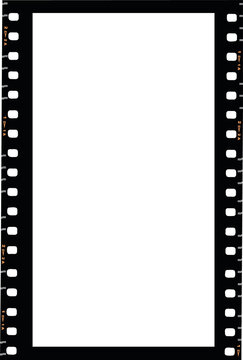 Fototapeta Stylized filmstrip frame is showing sprocket holes and frame number labels on transparent backdrop