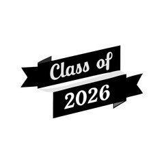 Elegant black ribbon banner silhouette class of 2026 design element