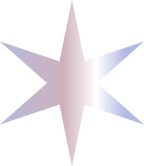 Flat design six-pointed star is floating on transparent background, showing pastel gradient