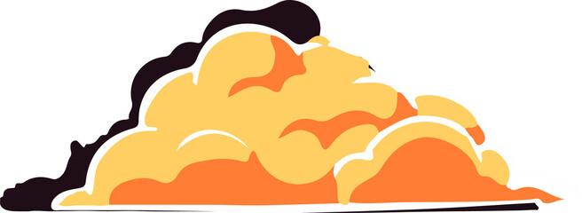 Cartoon-style smoke puff is floating with warm gradient and purple shading on transparent backdrop