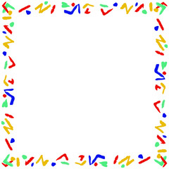 Abstract border is showing in flat design with dots, zigzags on transparent background, copy space