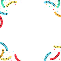 Fototapeta premium Confetti border is appearing in flat vector with dots and stars on transparent background, copy sp