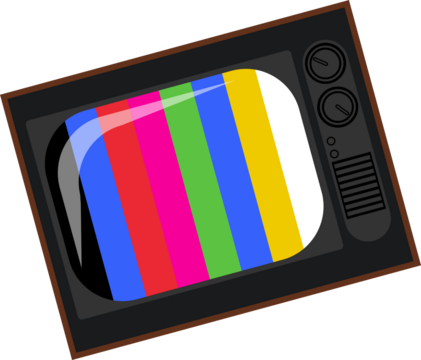 Vintage CRT television showing vertical color bars in flat design on transparent background - Powered by Adobe