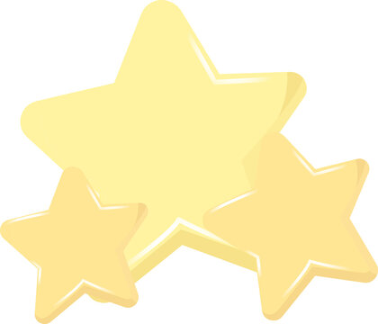 Naklejki Three stylized stars are overlapping in transparent vector art, with gradient shading and bevels