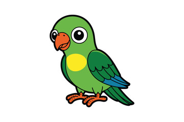 Joyful Parrot Illustration: A charming illustration of a bright green parrot with vibrant colors, evoking a sense of playfulness and tropical delight.