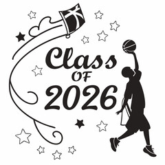 Class of 2026 basketball graduation design stars